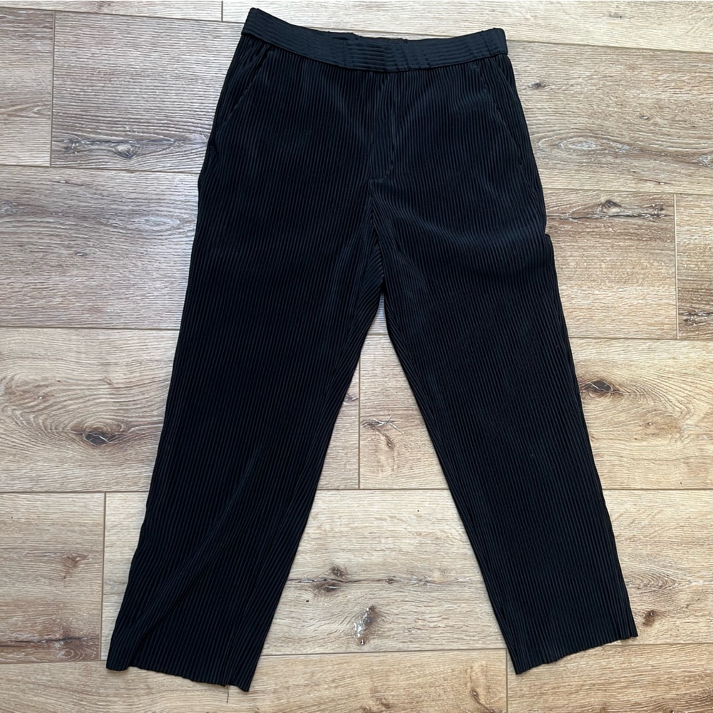 Mens Zara Plisse Black Drawstring Pant